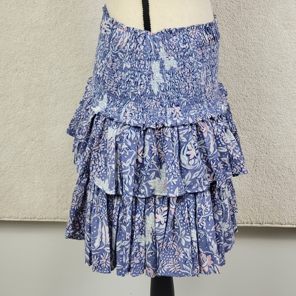 Sundry Chambray Wild Floral Ruffled‎ Flounce Romantic Mini Skirt  Sz  M (2) NEW - Picture 6 of 16